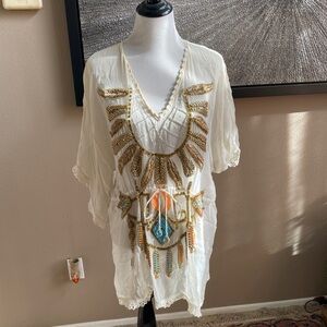 Boston Proper Embroidered Tunic Top